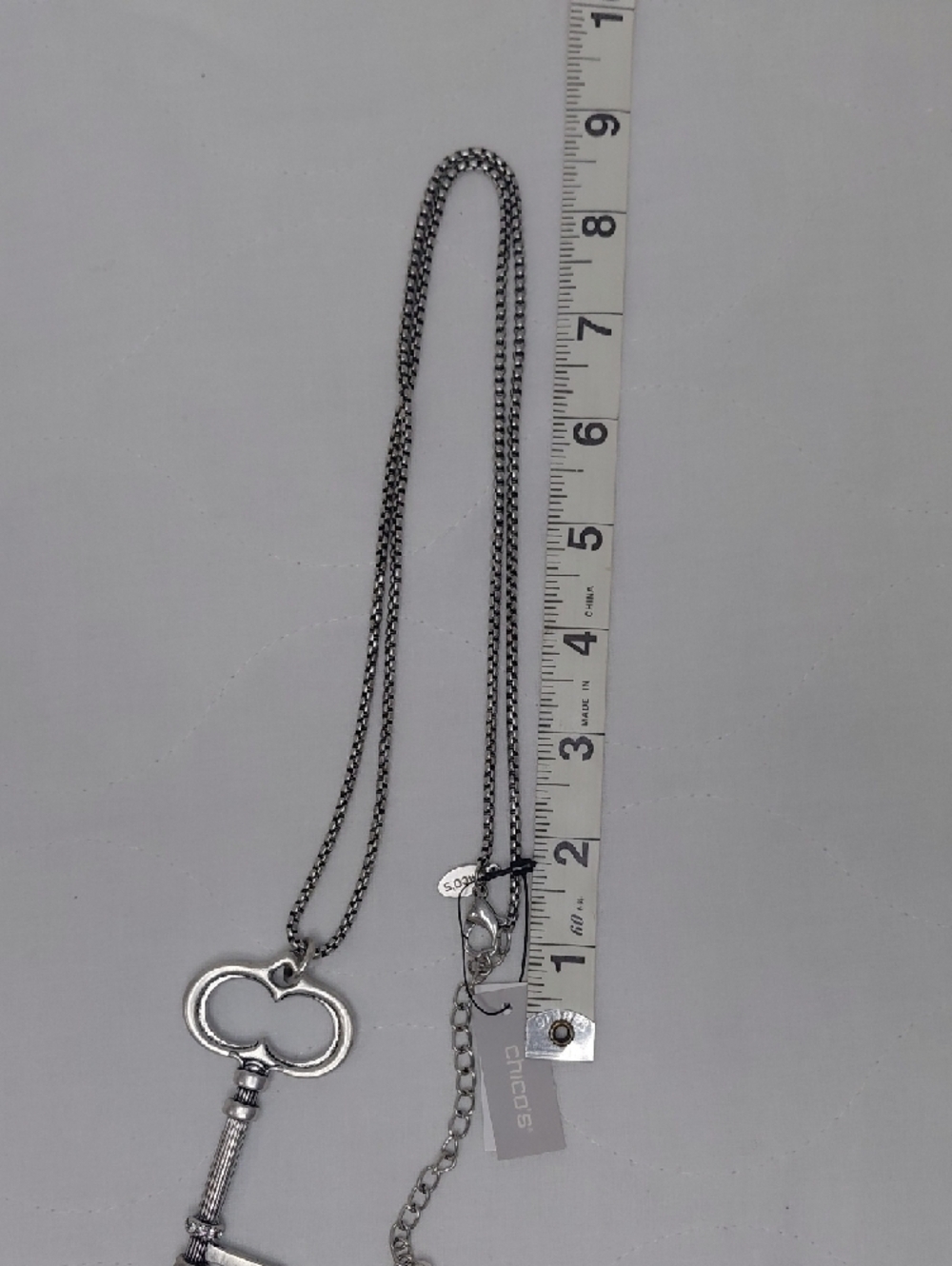 Chico's Silver-Tone Key Pendant Long Necklace - Silver - Picture 3 of 6